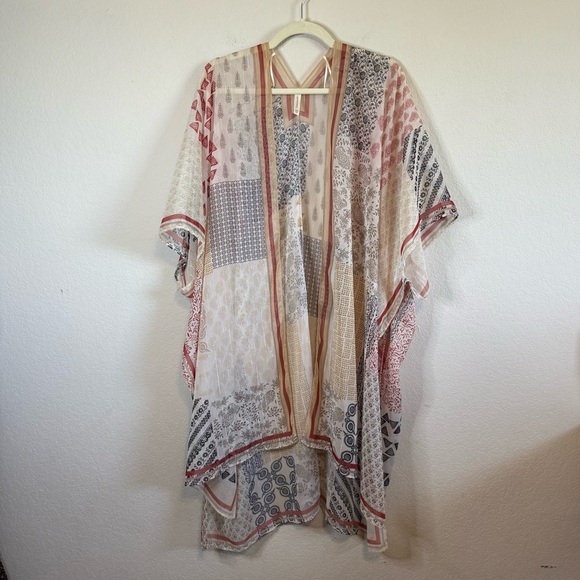 Francescas Lightweight Neutral Tone Longline Sheer Kimono Cover Up Cardigan Top - Picture 2 of 10